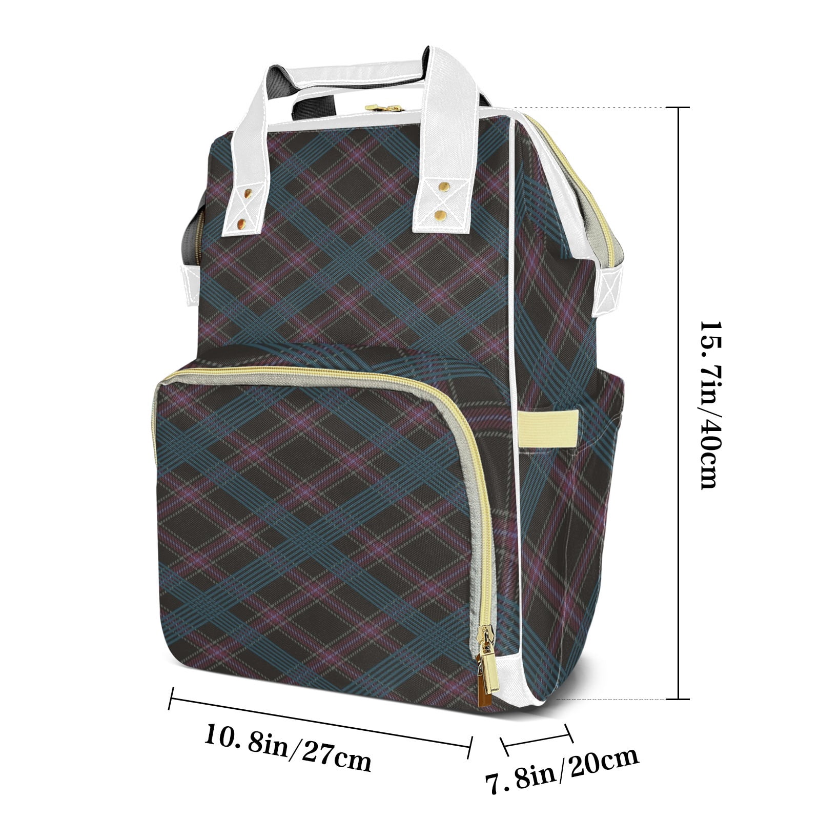 Buffalo Plaid Diaper Backpack – Large Capacity, Insulated Baby Bottle Pocket, Multifunctional Mommy Bag for Boys & Girls