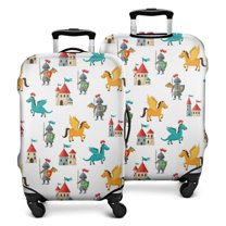 White Cartoon KnightsCastles Pattern Luggage Cover Fashion Suitcase Cover Baggage Covers Fit 25-28 Inch Luggage (Go Travel)