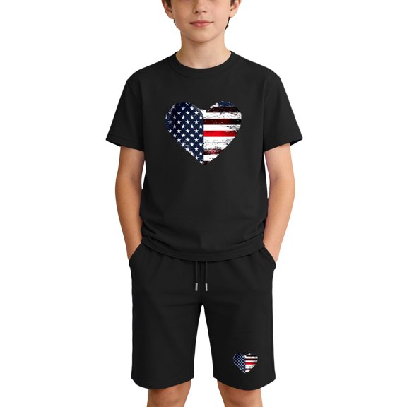 Iyufng Boys' and Girls' 2 Piece Sets,Summer Independence Day Printed Outfit Sets