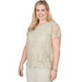 thumbnail image 3 of Alfred Dunner Womens Floral Lace Short Sleeve Tee, 3 of 4