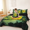 thumbnail image 3 of Castle Fairy Dinosaur Jungle Letter S Bedding Comforter Set 7pcs for Kids,Cartoon Wildlife Dino Queen Bedding Sets for Bedroom,Black Reversible, 3 of 7