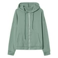 thumbnail image 5 of ZSQDM Full Zip Hoodie Zip Up Hoodies For Womens Solid Color Loose Fit Cropped Sweatshirts Casual Fashion Long Sleeve Pullover Tops Mint Green Women Polyester Sweatshirt (Xxl), 5 of 6