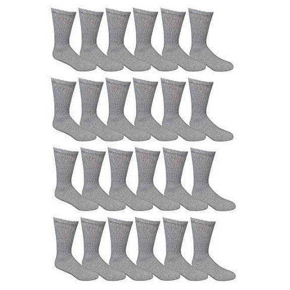 24 Pair Kid Sports Crew, Athletic Socks, Wholesale Bulk Pack Girls & Boys excell