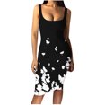thumbnail image 1 of SMihono Robes d'Été Bohémiennes pour Femmes Grande Taille Mode Décontractée Été Sans Manches Épaules Dénudées Robe Col Rond Unie, 1 of 4