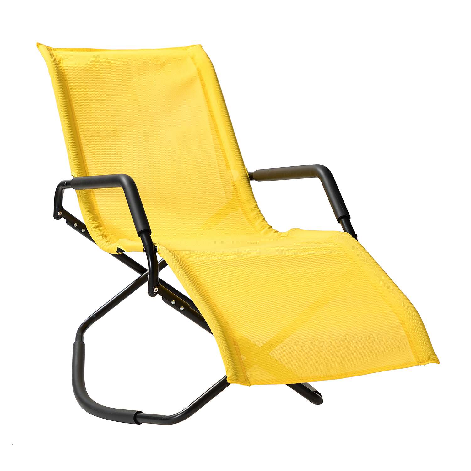 Folding Lounge Chair, Patio Rocking Chaise Chair with Armrests, Beach Lightweight Reclining Chair, Outdoor Portable Folding Chair, Lounge Chaise Chair for Camping, Pool, Lawn, Garden, D7837 - image 2 of 9