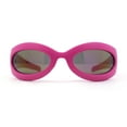 thumbnail image 2 of Trendy Thick Plastic Exaggerated Oval 90s Sport Sunglasses Fuchsia - Purple Mirror, 2 of 4
