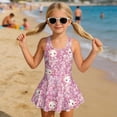 thumbnail image 3 of DISNIMO Axolotl Flower Print Little Girl One Piece Swimsuits Sleeveless Bathing Suit Skirted U Neck Swimwear Quick Dry Swim Dress Hawaiian Summer Swimsuits, 3 of 8