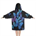 thumbnail image 2 of Black Blue Purple Butterfly Pattern Blanket Hoodies for Kids 6-13YR Oversize Wearable Blanket Hoodies for Boys Girls Teens, 2 of 7