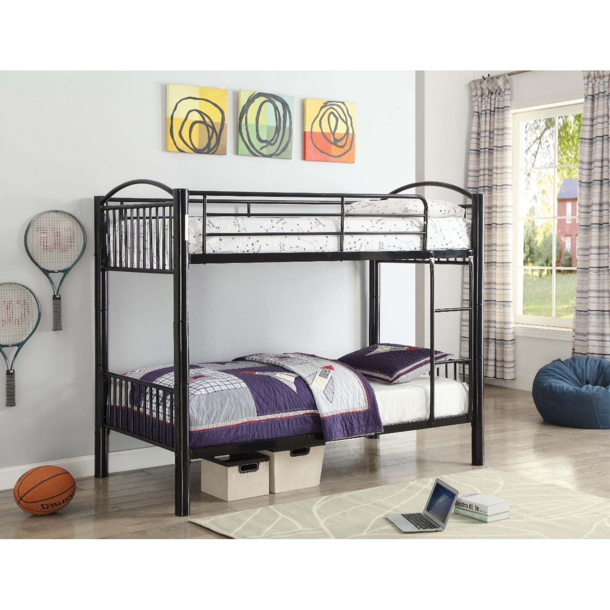 Metal Twin/Twin Bunk Bed, Black