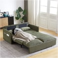 thumbnail image 2 of Green Corduroy Convertible Sofa Bed, 3-in-1 Pull Out Sleeper Sofa with Storage Pockets and Pillows for Living Room, Apartment, Office, 2 of 10