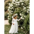 thumbnail image 3 of 2Bunnies Girls' 12M-12yr Paisley All-Over Lace V Back Long Sleeve Maxi Flower Girl Dress, 3 of 6