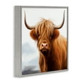 thumbnail image 3 of Stupell Industries Long Horn Highland Cow Portrait Animals Painting Gray Framed Art Print Wall Art, 17 x 17, 3 of 8