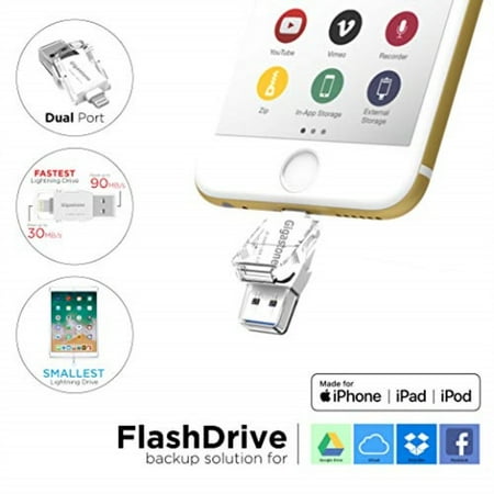 [apple mfi certified] gigastone 32gb iphone flash drive, lightning and pc usb 3.0, super app for ios ipad, backup facebook instagram dropbox google drive contacts 4k video music, full iphone (Best Daily Organizer App For Iphone)