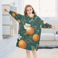 thumbnail image 5 of FORMRS Wearable Blanket Hoodie with Sleeves for Kids Cozy Flannel Sweatshirt, Retro Floral Orange, 5 of 7