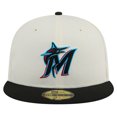 thumbnail image 2 of Men's New Era Cream Miami Marlins Chrome 59FIFTY Fitted Hat, 2 of 6
