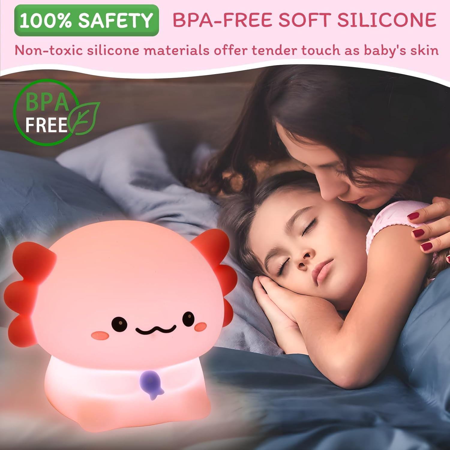 Night Light for Kids - 3-Level Dimmable Silicone Lamp, USB-C Rechargeable Nursery Light with Auto-Off Timer for Bedroom & Breastfeeding