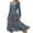 Blue, variant on Wancir Women's V Neck Ethnic Style Empire Waist Slim Chiffon Dress Fall Long Sleeve A-Line Swing Dresses for Women