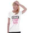 thumbnail image 3 of Beware Fight Back Breast Cancer Pink Womens Slim Fit Graphic Tee Brisco Brands S, 3 of 5