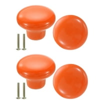 Uxcell 4 Packs Ceramic Drawer Knobs Round Dresser Pulls Handles, Orange