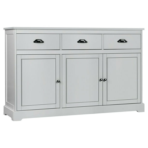 Gymax 3 Drawers Sideboard Buffet Cabinet Console Table Kitchen Storage Cupboard Gray Com Gymax 3 Drawers Sideboard Buffet, Dana Point Console Table 3 Drawers White Threshold