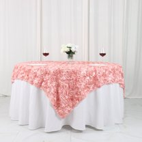 Efavormart 3D Rosette Square Tablecloth Overlay 72"x72"-Dusty Rose Square Tablecloth Cover For Wedding Party Event Banquet