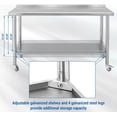 thumbnail image 2 of 60 In x24 In x35 In Rolling Stainless Steel Work Table with Backsplash and Wheels - Heavy Duty NSF Prep Table for Restaurant Home and Hotel, 2 of 7