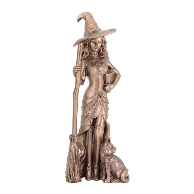 Figura decorativa de jardín de hadas con diseño de bruja nórdica en 3D y pentáculo. 7x7x20cm