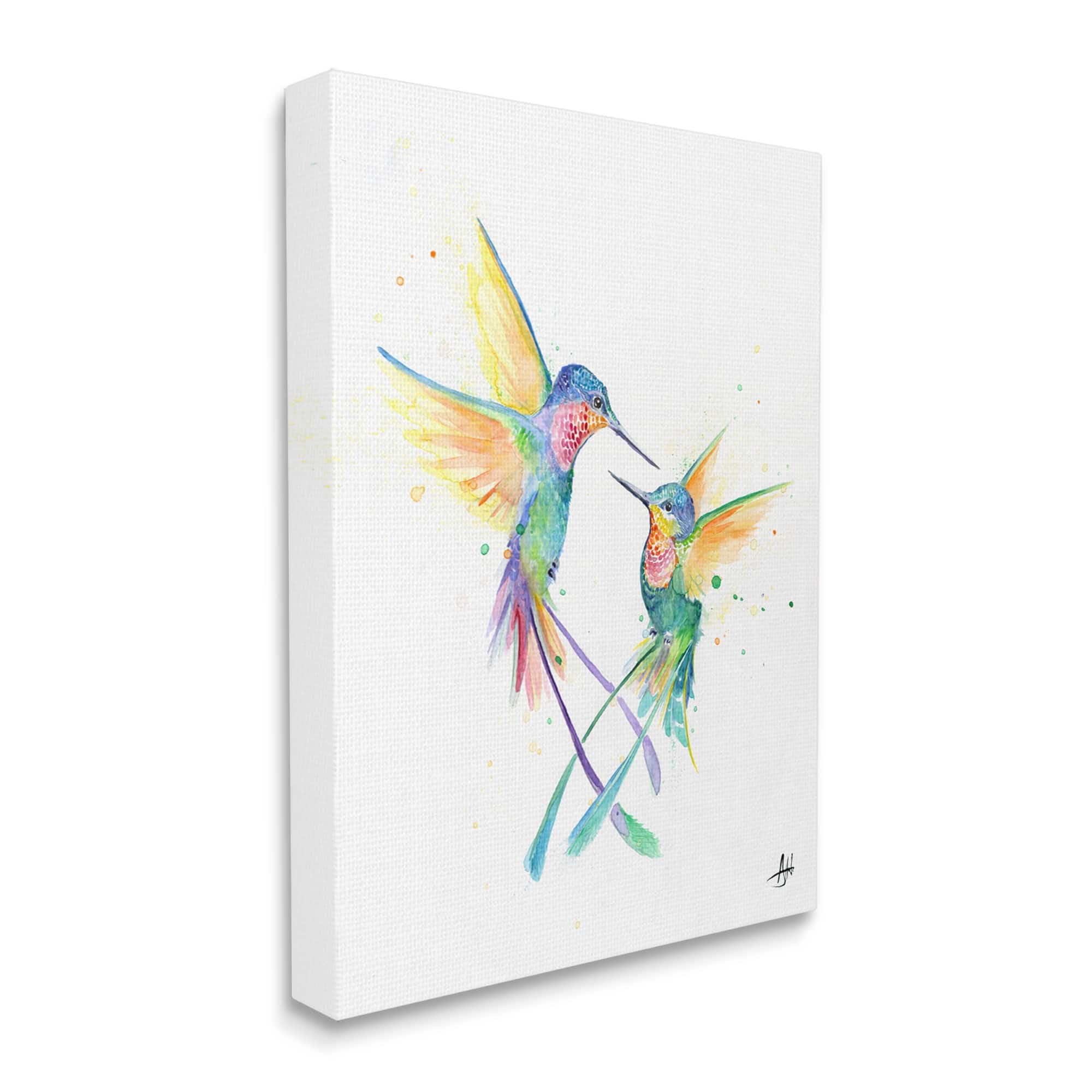Stupell Rainbow Birds Flying Duo Animals & Insects Painting Gallery Wrapped Canvas Print Wall Art