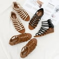 thumbnail image 4 of Sandalias romanas huecas Vintage para mujer, Sandalias cómodas de moda con Tacón de Cuña y punta redonda y punta abierta, de verano, 4 of 4