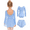2 Piece Blue, variant on Girls Ballet Leotards Ruffle Sleeve Bow Back Toddler Dance Outfits Leotard with Removable Shinny Skirt Combo 3-11Y