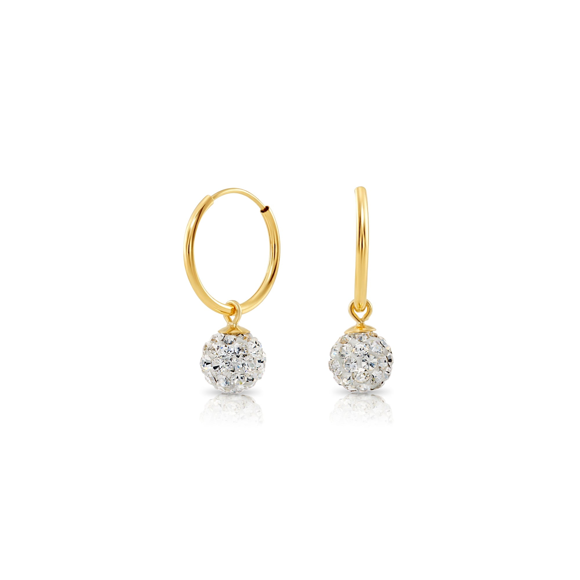 Tilo Jewelry 14k Yellow Gold Endless Hoop Earrings with Dangle Crystal ...