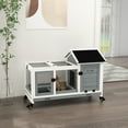 thumbnail image 2 of PawHut Rabbit Hutch with Wheels, Ramp, Run, Tray, Grey, 2 of 10