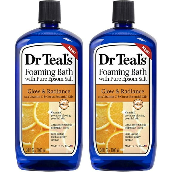 Dr. Teal's Glow & Radiance with Vitamin C & Citrus Essential Oils Foaming Bath 34oz Pack of 2