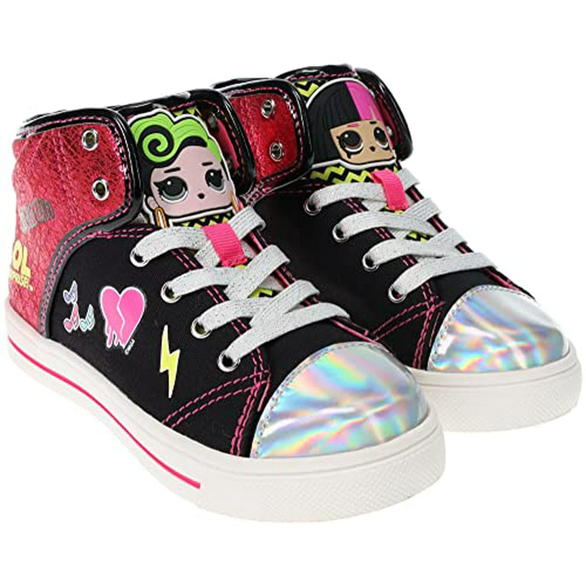 L.O.L Surprise Girls Rocker Diva Hightop Sneakers Size 1 Black Pink Walmart