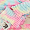 thumbnail image 5 of ZRNBAST Fluffy Ribbed Plush Comforter Set Twin 3-Piece Pink Faux Fur Fleece Bedding Set Tie-dye Rainbow Soft Luxury Fuzzy Heavy Bed Set with 2 Pillowcases(Rainbow,Twin), 5 of 7