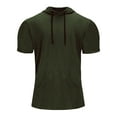 thumbnail image 1 of CVLIFE Mens Blouse Short Sleeve T Shirts Hooded Neck Summer Tops Simple Solid Color T-shirt Work Pullover Army Green XXL, 1 of 5