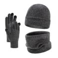 thumbnail image 1 of FOCUSNORM Men Winter Knitted Beanie Hat with Scarf Gloves 3 Pcs Set Ribbed Thick Warm Knitted Suits Winter Accessories, 1 of 2
