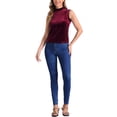 thumbnail image 2 of INSPIRAR CHIC Camisetas sin mangas de terciopelo con cuello de tortuga para mujeres XL Rojo Vino, 2 of 6