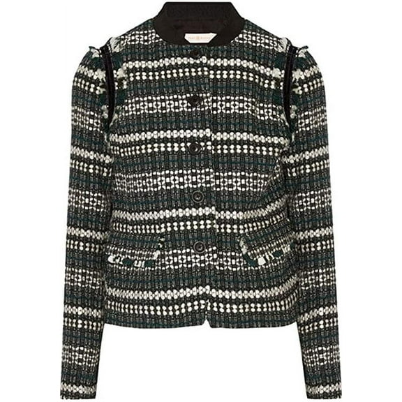 Tory Burch Norfolk Sequin-Embellished Tweed Jacket, Horseback Tweed - 2