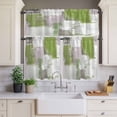thumbnail image 2 of Sage Green Grey Abstract Curtain Valances Set Modern Graffiti Brush Art Kitchen Curtains 36&nbsp;inch Length Rod Pocket Valance and Tiers 3 Piece Set Small Bedroom Bathroom Laundry Decor, 2 of 9