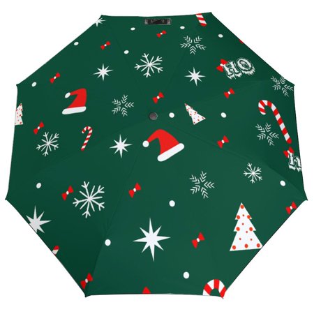 

ANYWAY.GO Windproof & Water-Resistant Compact Foldable Travel Umbrellatotes Christmas Hohoho Model Santa Laugh Portable Travel Umbrella，Diameter 42.5 in