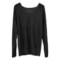 thumbnail image 4 of Women's V Neck Sweaters Lightweight Long Sleeve Solid Color Knitted Pullover Tops Casual Wear Stretchy Comfy Soft Basic Elegant Blouses, 4 of 4