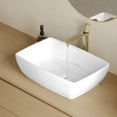 thumbnail image 6 of Stylish Vessel 19"W x 13 ⅜"D White Porcelain Rectangular Bathroom Sink with Pop Up Drain P-220D, 6 of 11