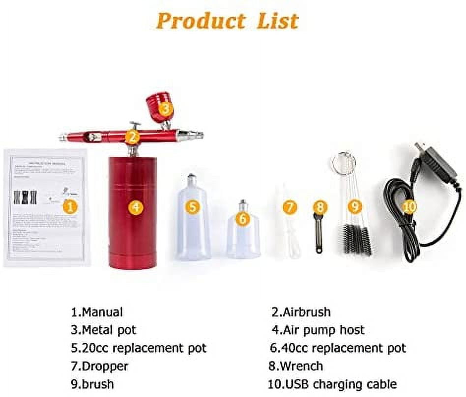 Autolock Cordless Airbrush, Mini Air Compressor Spray Gun Airbrush Kit with  Cleaning Tools for Paint, Cake, Barber, Art, Tattoo and Nail Design