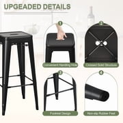 VINEEGO 30 Inches Metal Bar Stools High Backless Stackable Stools Indoor Counter Stools Set of 4 (Black)