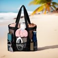 thumbnail image 3 of Mesh multi-pocket swimming bag, portable travel storage bag, tote bath bag, polyester beach bag, premium selection 064+066 pink combination., 3 of 5