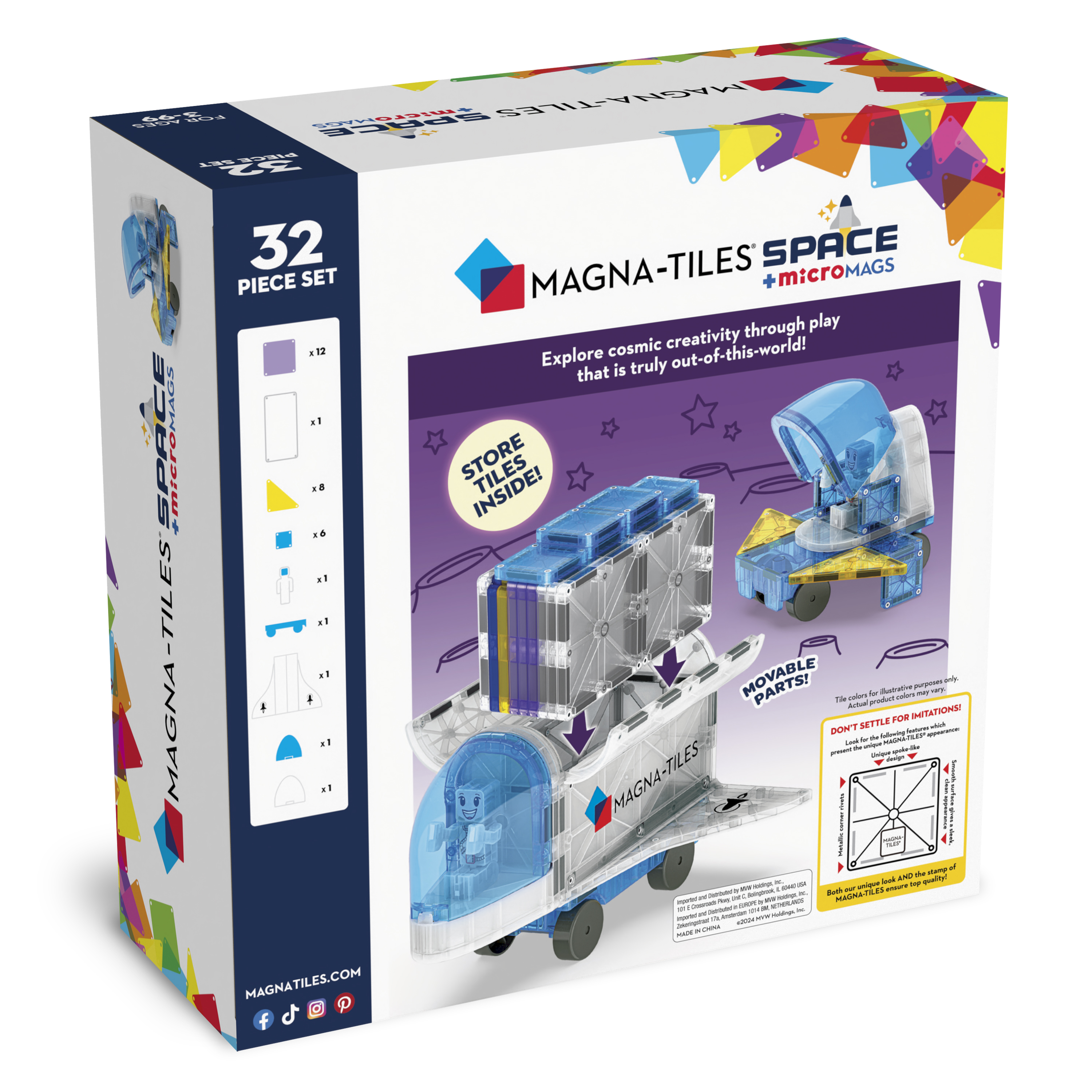 MAGNA-TILES Space 32-Piece Magnetic Construction Set photo 6