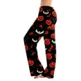 thumbnail image 2 of LHVUOA Halloween Lounge Pajama Pants for Women Wide Leg Funny Halloween Graphic Pjs Comfortable Elastic Waist Pants with Pockets, 2 of 7