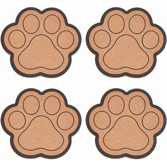 4 Pcs Cork Bulletin Board Dog Paw Print Shape Cork Board Memo Bulletin Pin Board Self-Adhesive Decorative Cork Board