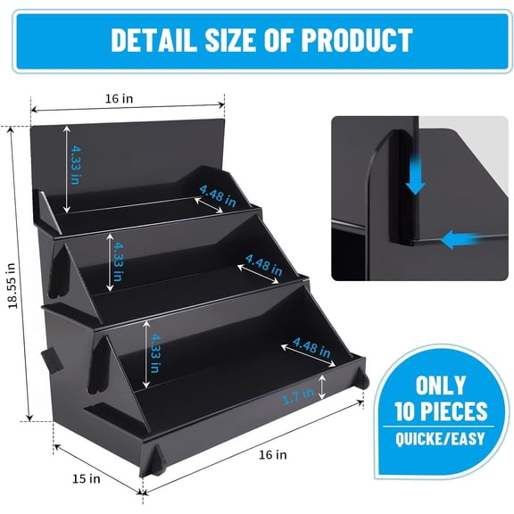 18.55''x16''x15'' Portable Product Display Stand - Black Display Table for Craft Shows, Retail Displays, Farmers Markets, Candy Displays, Vendors